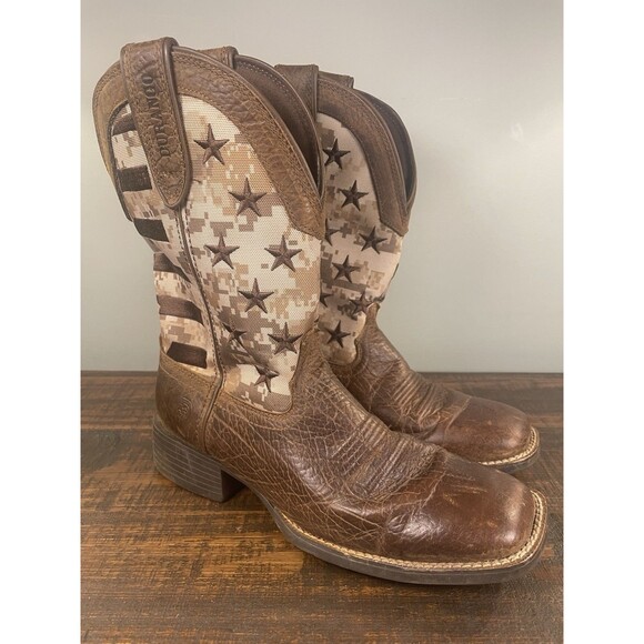 Durango DDB0397 Men’s 8.5M Western Boots Digi Camo Flag Square Toe Brown - Picture 2 of 9